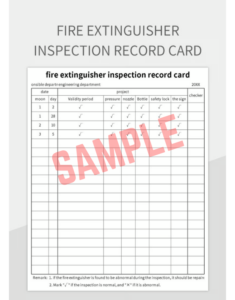 Monthly Fire Extinguisher Inspection Log Template Monthly Fire Extinguisher Inspection Log Template
