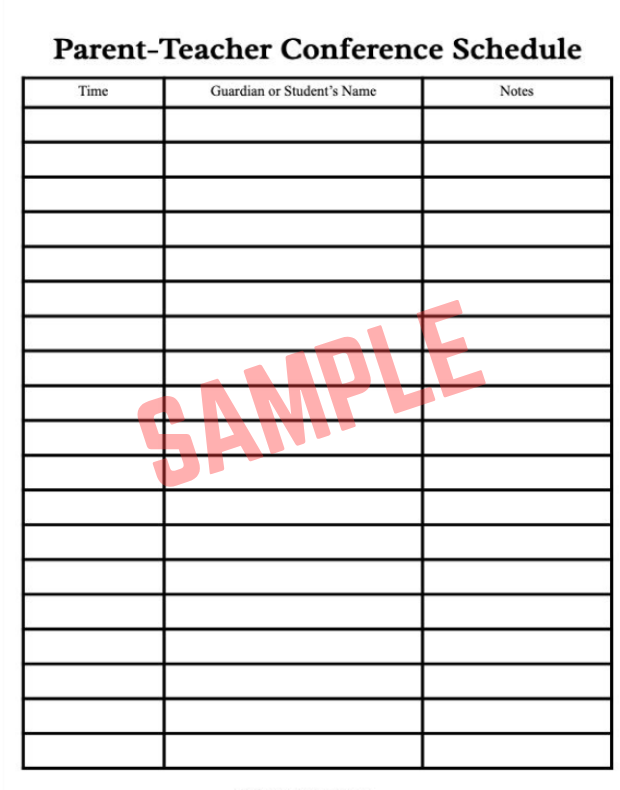 Parent Teacher Conference Log Template