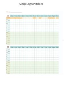 Sleep Log Template For Babies