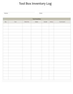 Tool Box Inventory Log Template Tool Box Inventory Log Template