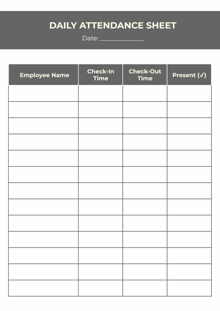 Daily Attendance Project Budget Template