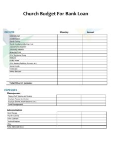 Church Budget Template For Bank Loan Church Budget Template For Bank Loan
