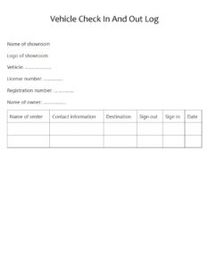 Vehicle Check In And Out Log Template Vehicle Check In And Out Log Template