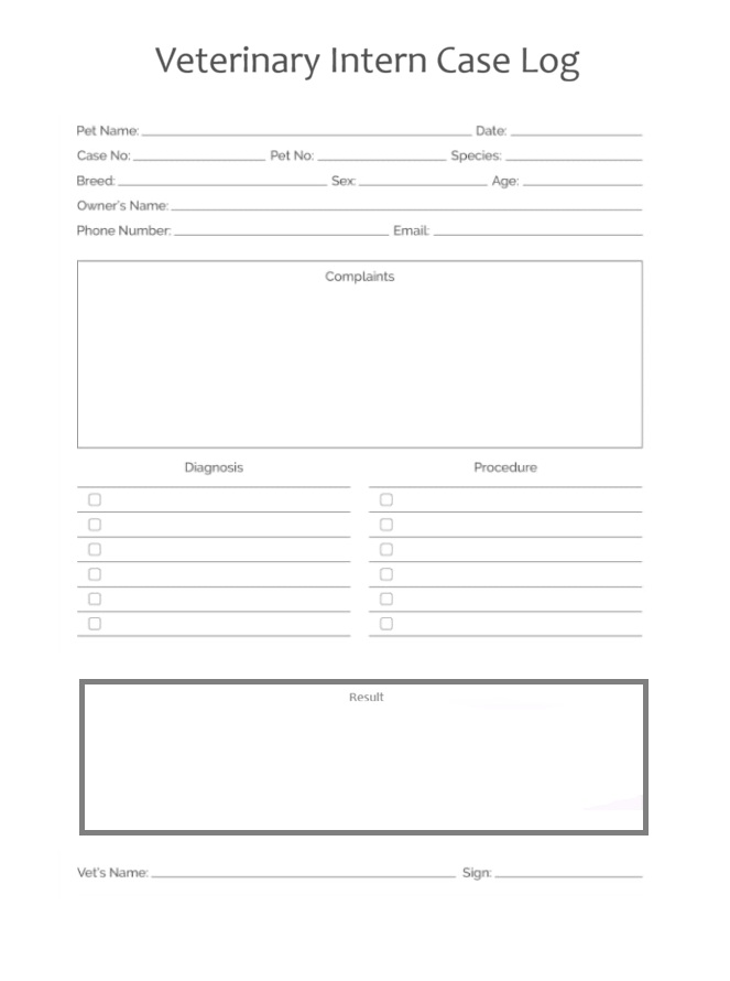 Veterinary Intern Case Log Template