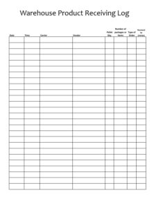 Warehouse Product Receiving Log Template