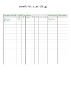 Weekly Pest Control Log Template Weekly Pest Control Log Template