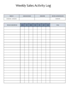 Weekly Sales Activity Log Template Weekly Sales Activity Log Template