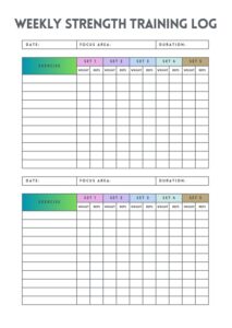 Weekly Strength Training Log Template