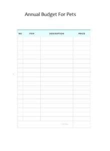 Annual Budget Template For Pets Annual Budget Template For Pets