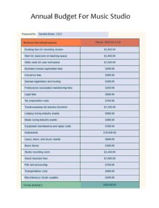 Annual Budget Template Music Studio Annual Budget Template Music Studio