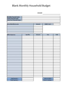 Blank Monthly Household Budget Template Blank Monthly Household Budget Template